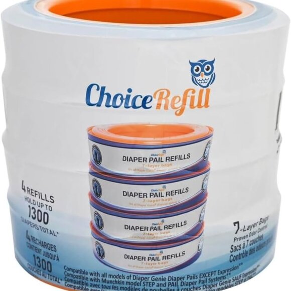 ChoiceRefill Compatible with Most Diaper Genie Pail, 4-Pack, 1300count - NEW! - Picture 4 of 4